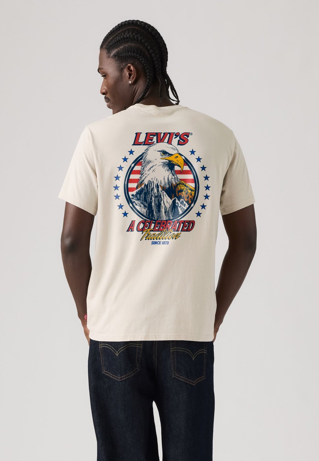 Relaxed fit printed T-shirt - egret