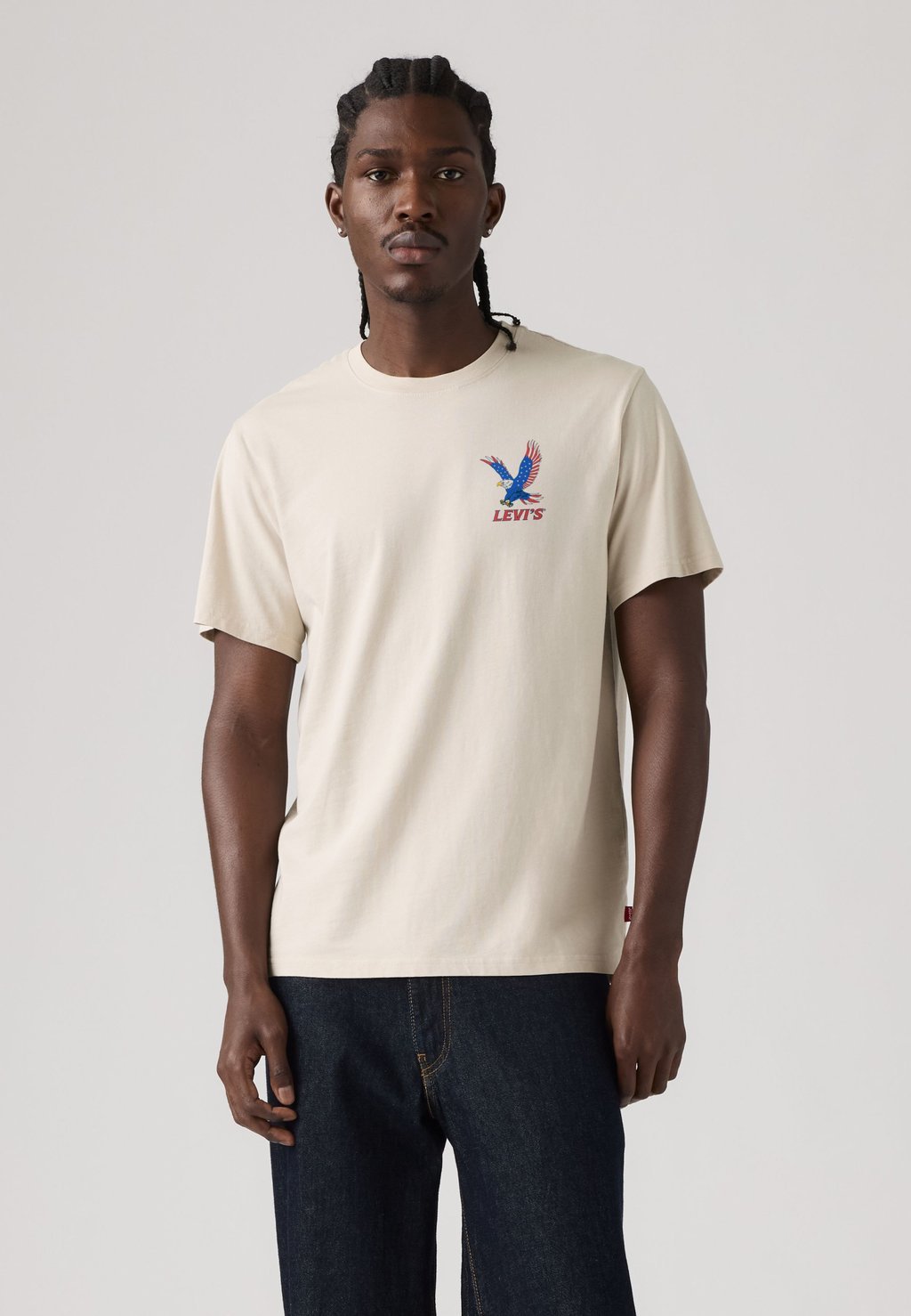 Relaxed fit printed T-shirt - egret