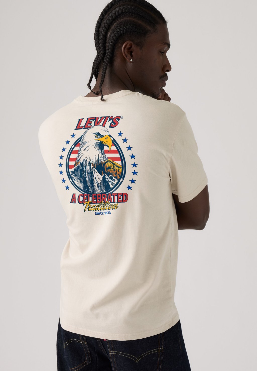 Relaxed fit printed T-shirt - egret