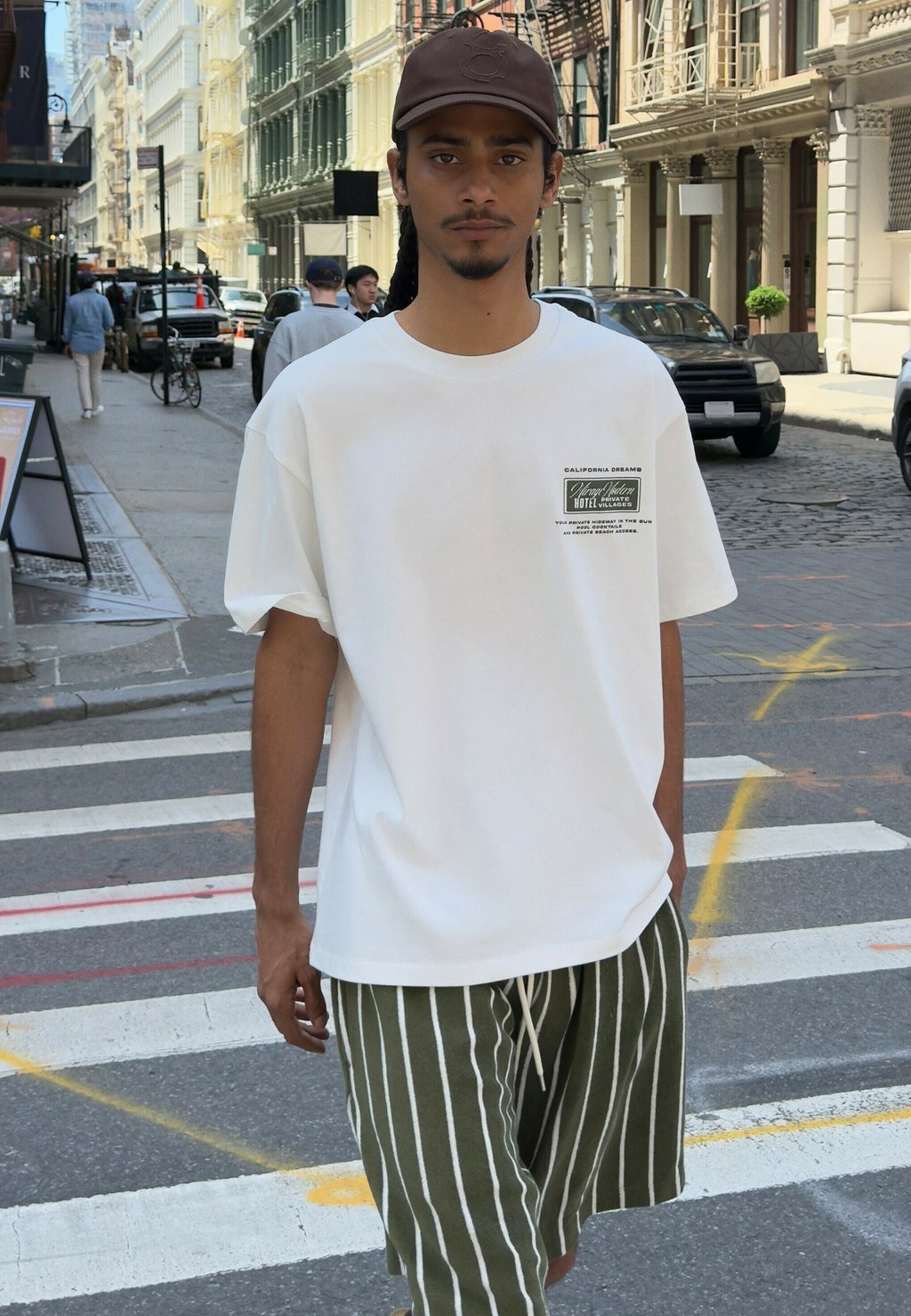 Printed T-shirt with Californian graphic - white