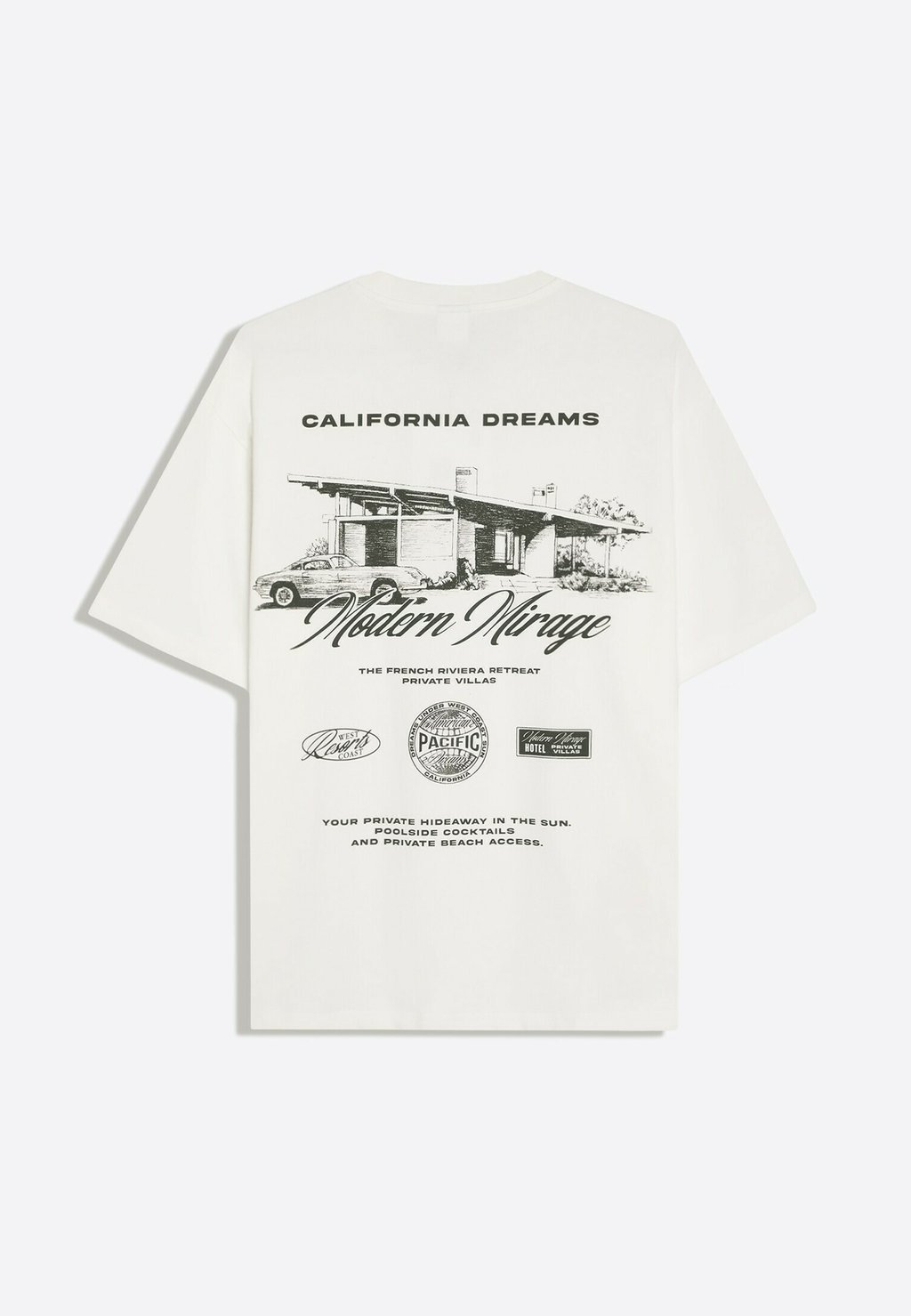 Printed T-shirt with Californian graphic - white