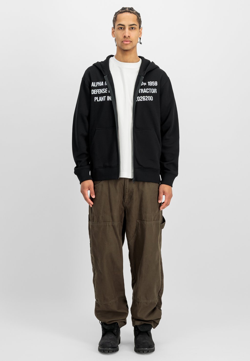 Hooded zip-up sweatshirt - black
