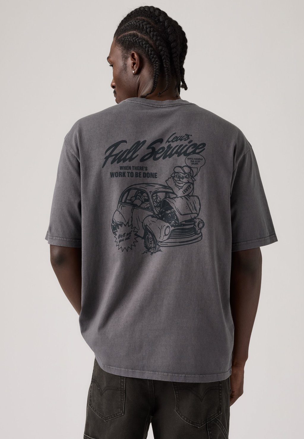 Workwear printed T-shirt with graphic - dark grey