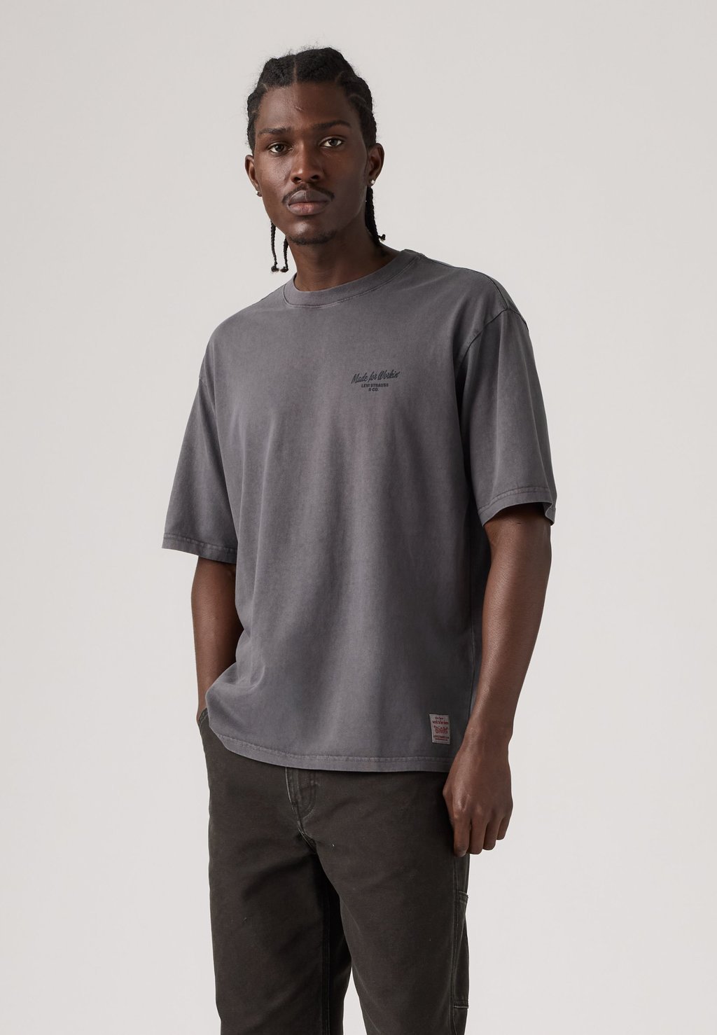 Workwear printed T-shirt with graphic - dark grey