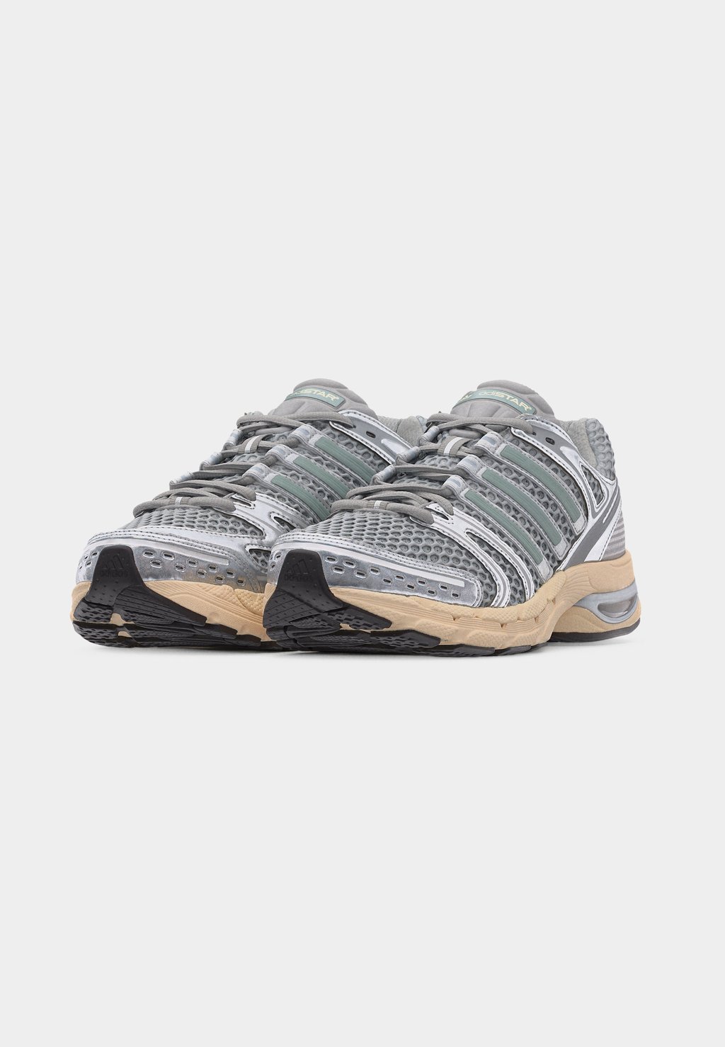 Women's retro running low-top trainers - grey two/cream white/sage