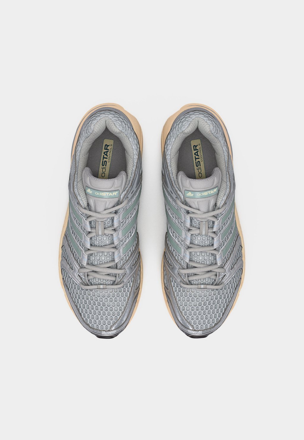 Women's retro running low-top trainers - grey two/cream white/sage