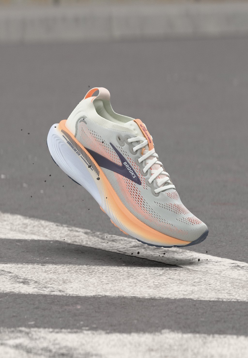 Stability road running shoes - oyster mushroom peach grape
