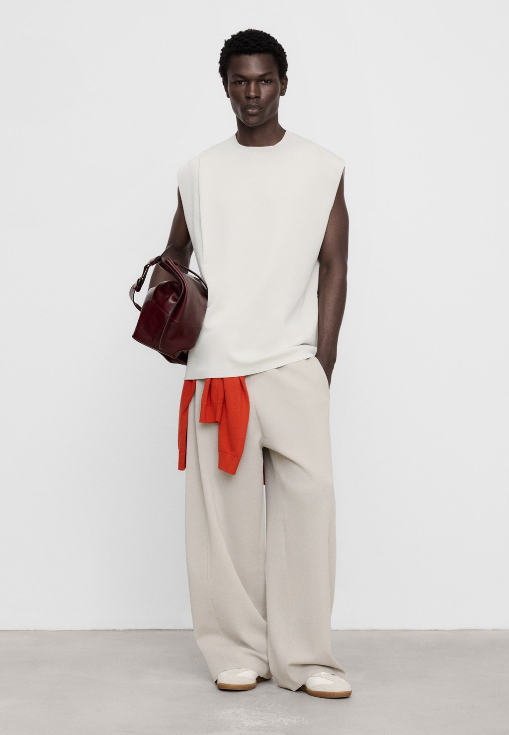 Pleated knitted vest top - ice