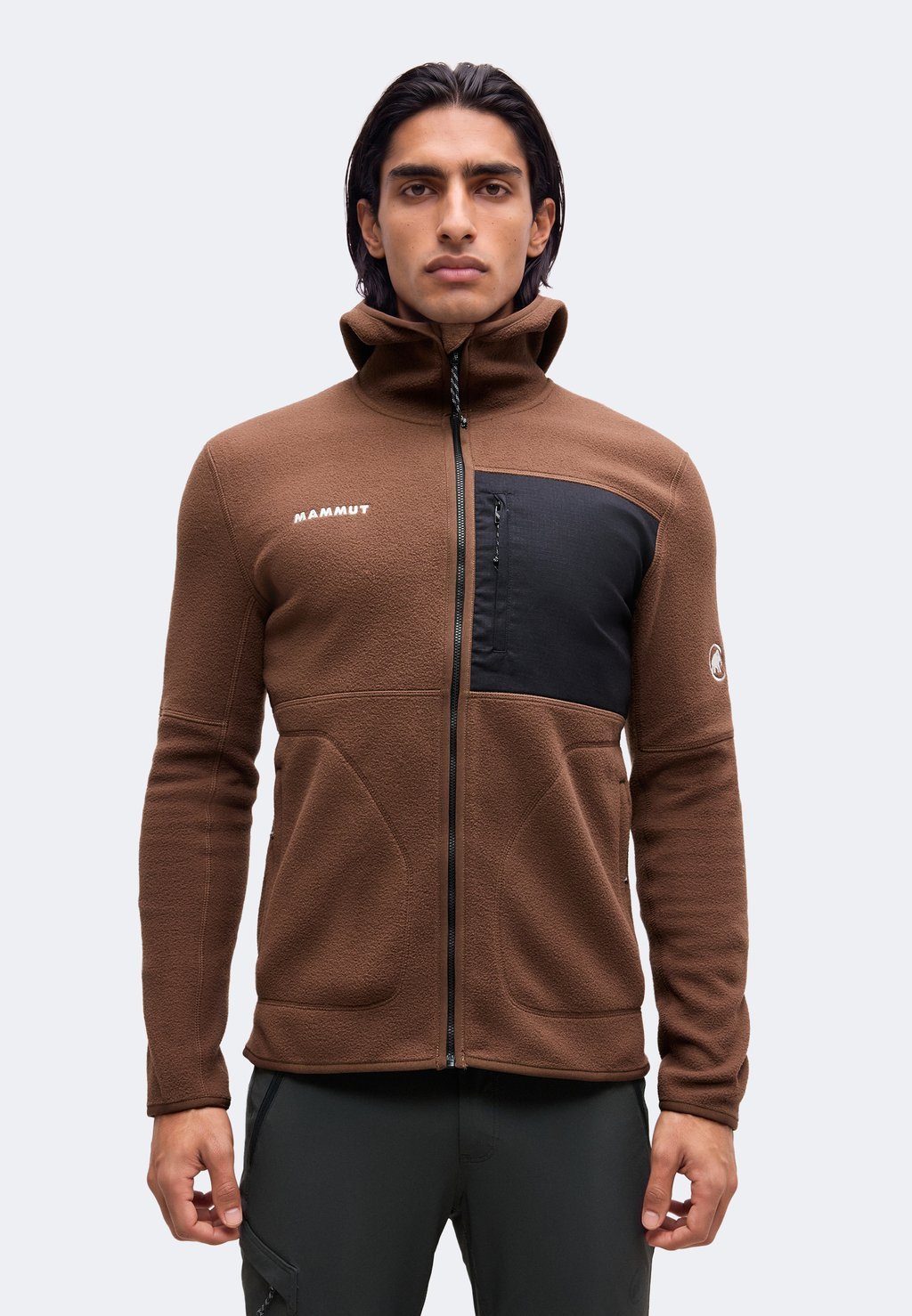 Men's hooded zip-up sweatshirt - soil/black