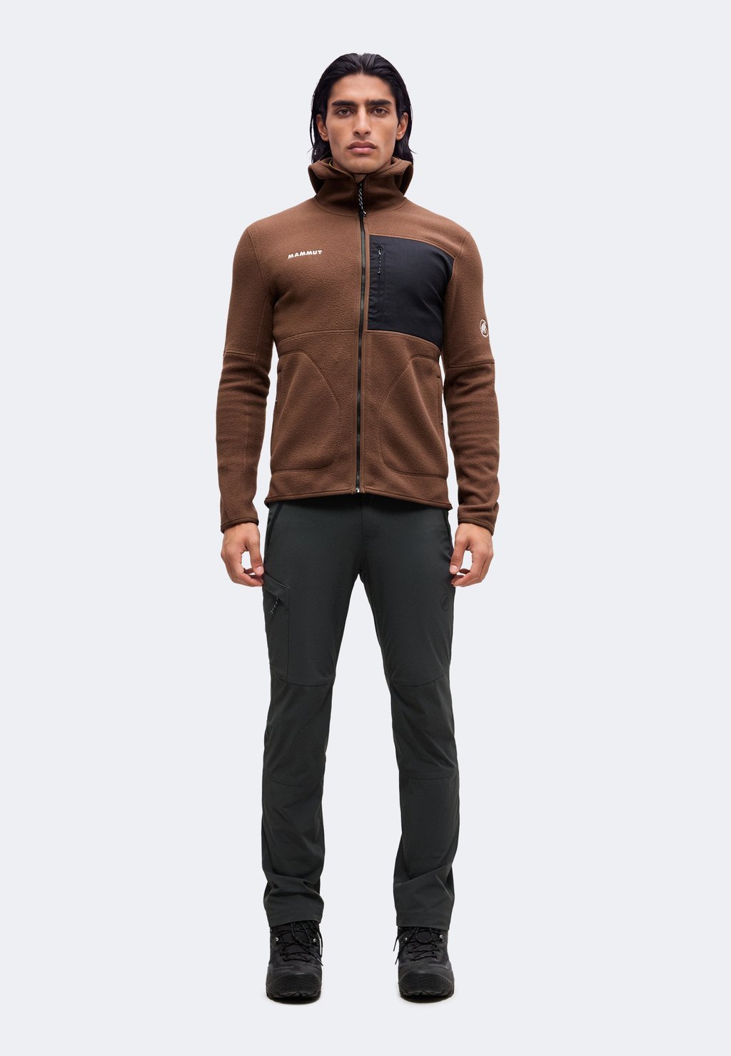 Men's hooded zip-up sweatshirt - soil/black