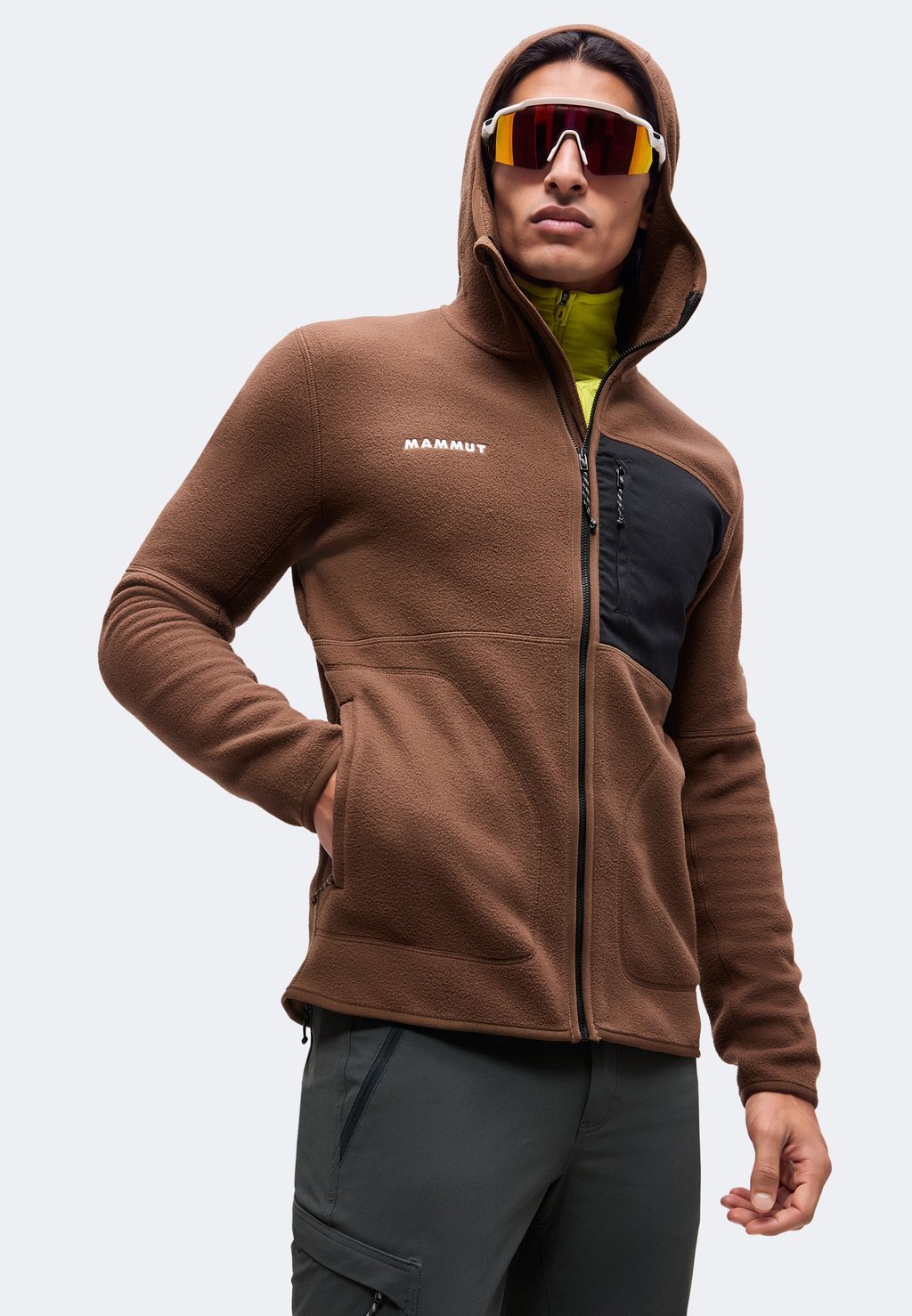 Men's hooded zip-up sweatshirt - soil/black