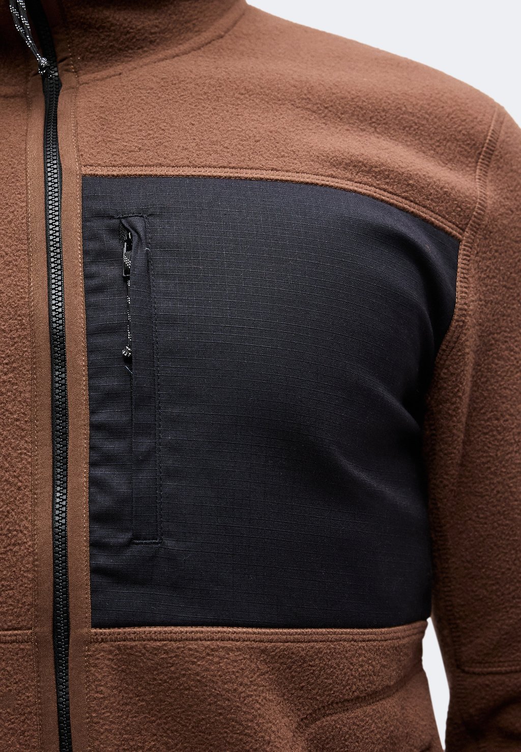Men's hooded zip-up sweatshirt - soil/black