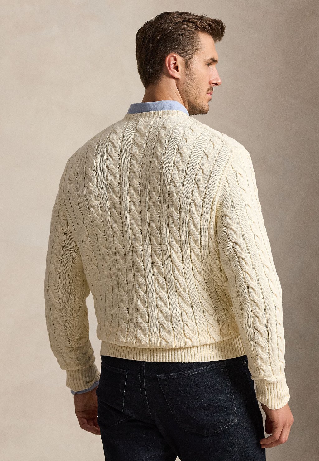 Plus-size cable-knit cotton jumper - andover cream