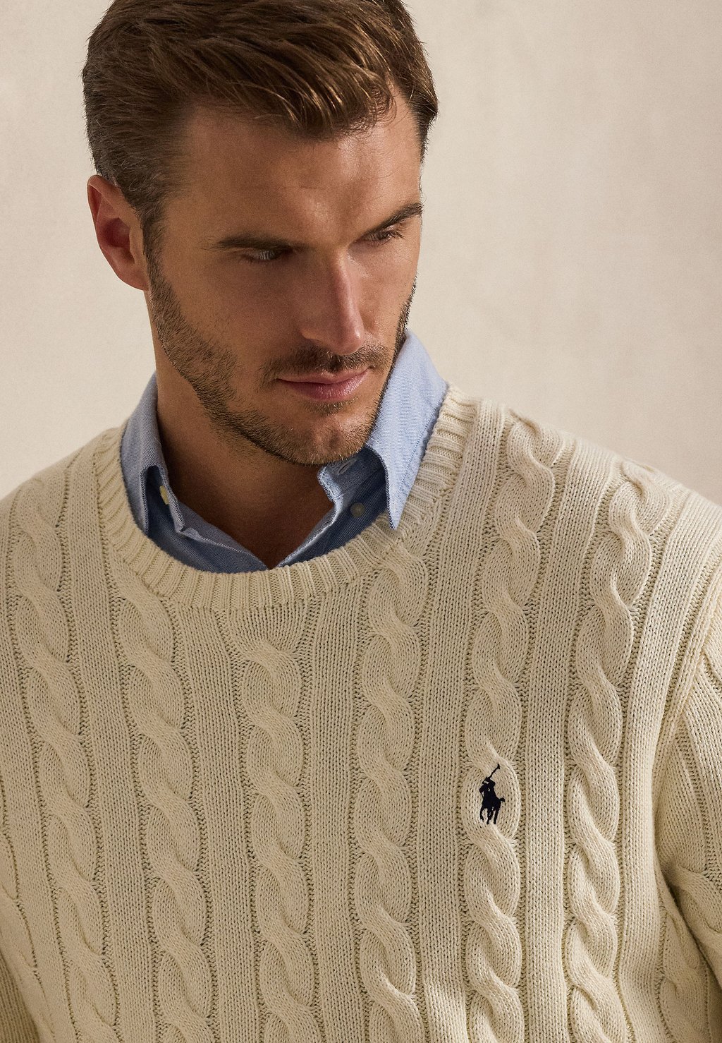 Plus-size cable-knit cotton jumper - andover cream