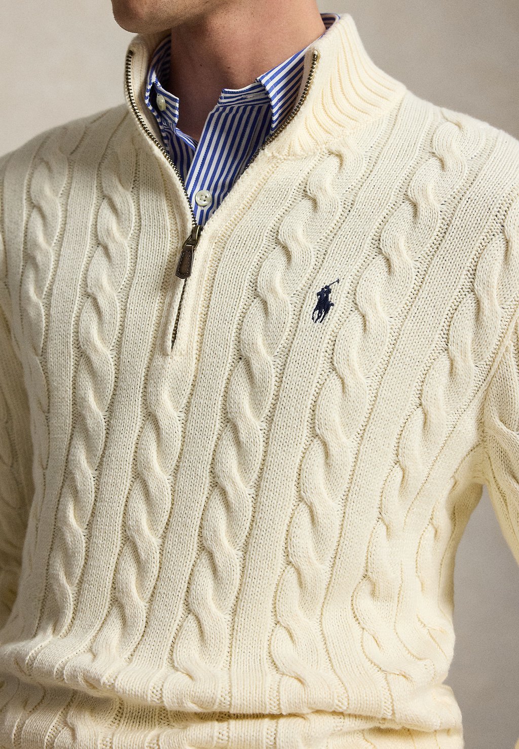Cable-knit zip jumper - andover cream