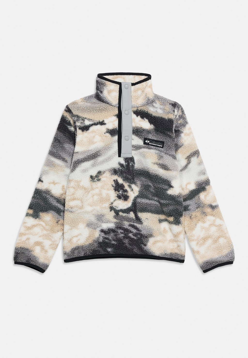 Unisex printed half-button fleece sweatshirt - shark dreaming/grey