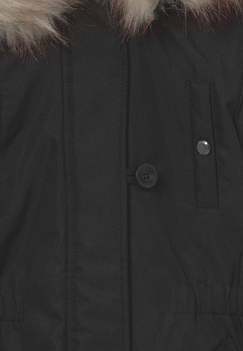 Girls' parka with faux fur - black