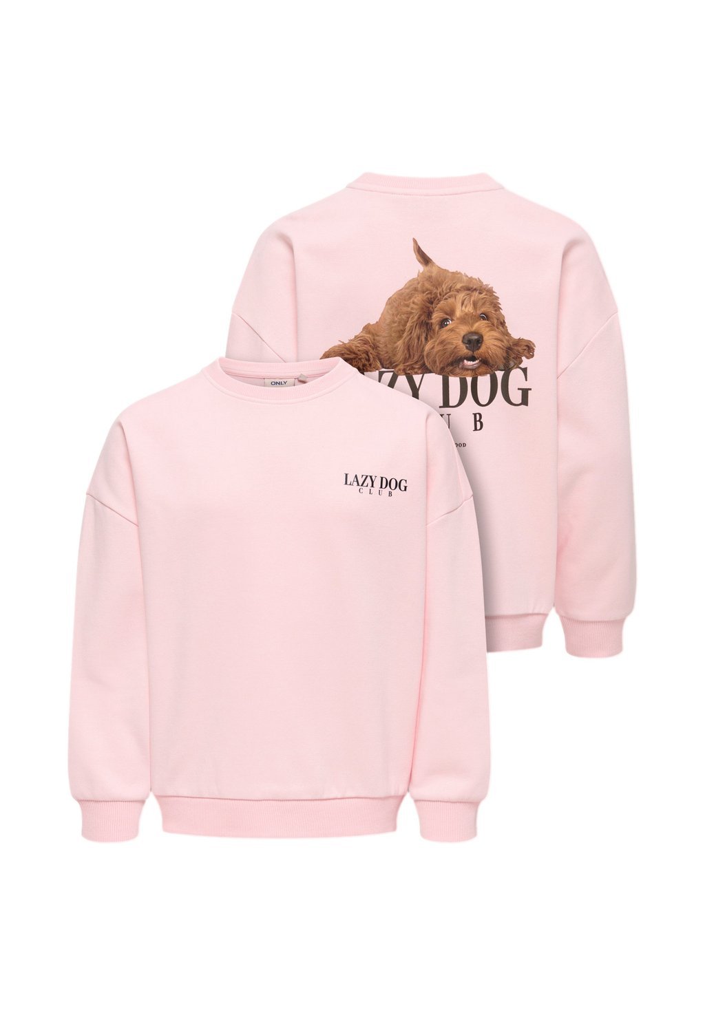 Girls' printed crew-neck sweatshirt - chalk pink print:lazy dog