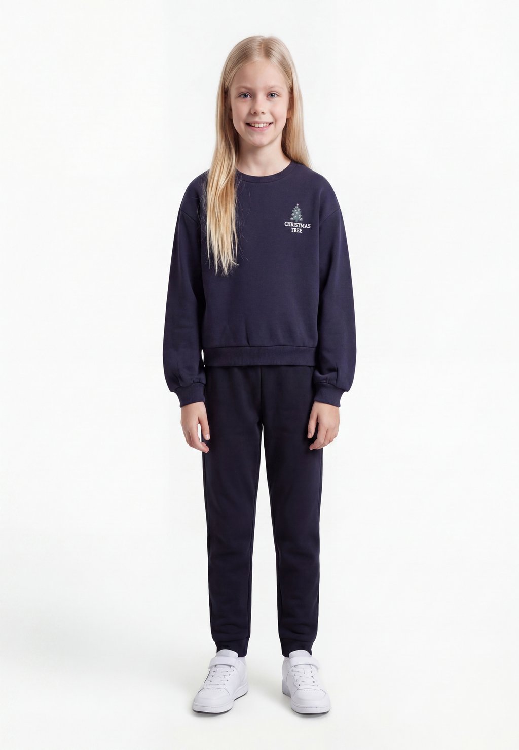 Girls' boxy crew-neck Christmas sweatshirt - night sky
