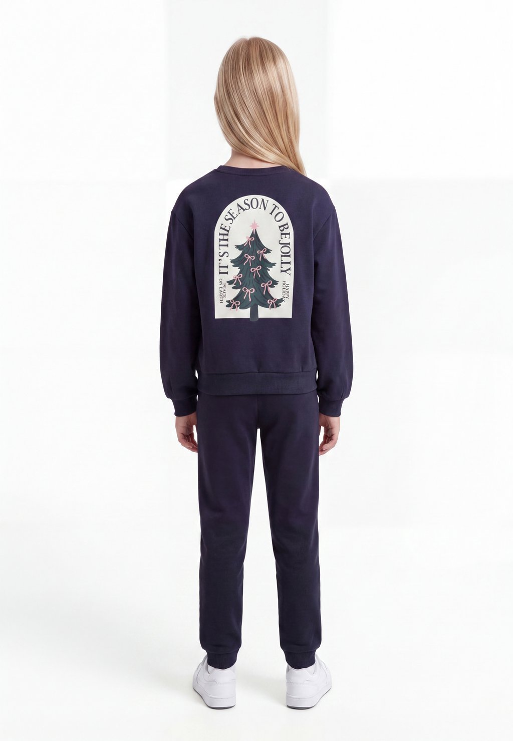 Girls' boxy crew-neck Christmas sweatshirt - night sky