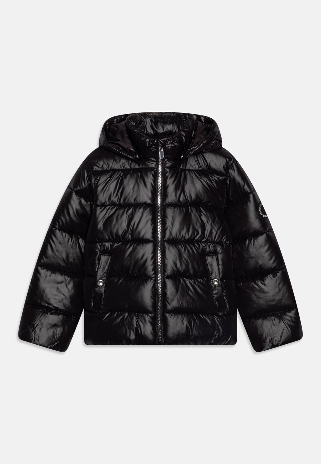 Girls' winter jacket - black/silver trim