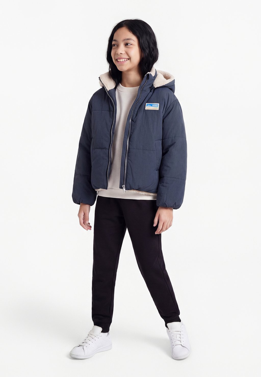 Girls' padded winter jacket - ombre blue