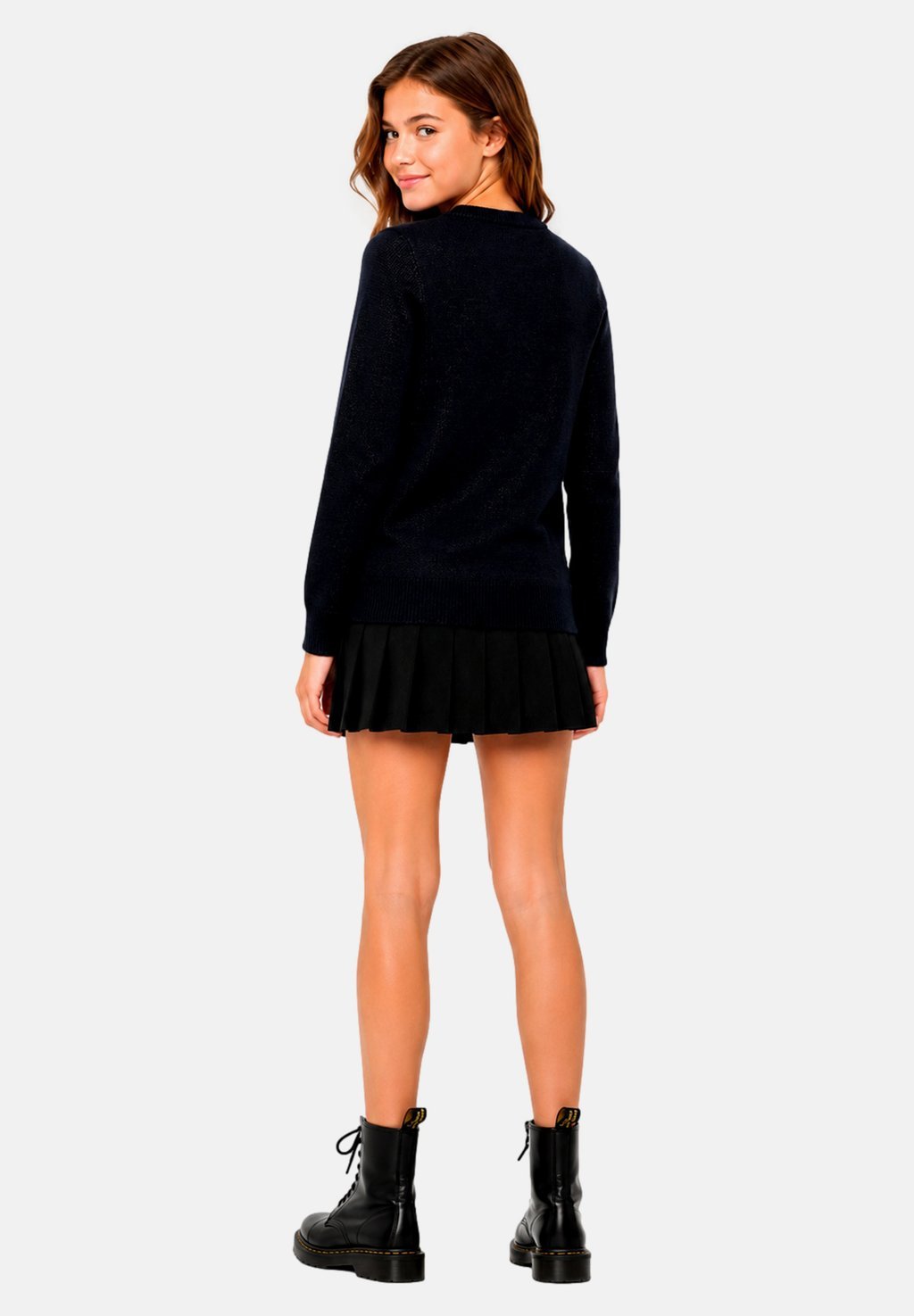 Girls' crew-neck Christmas jumper - night sky pattern dog