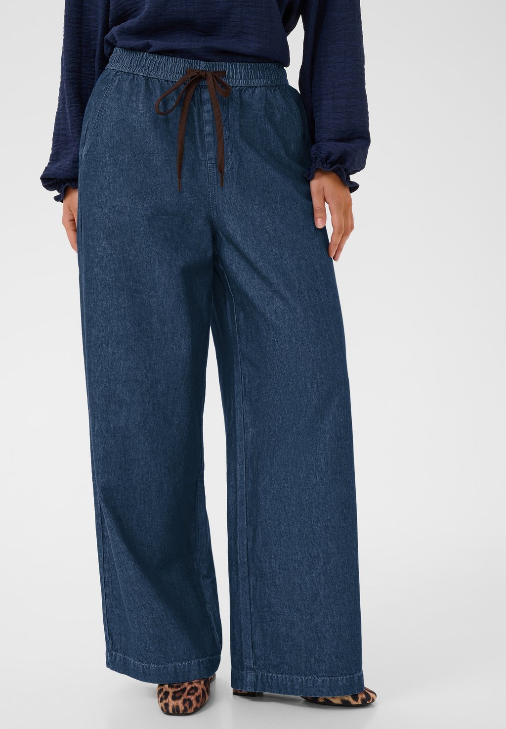 Wide-leg trousers - medium blue denim