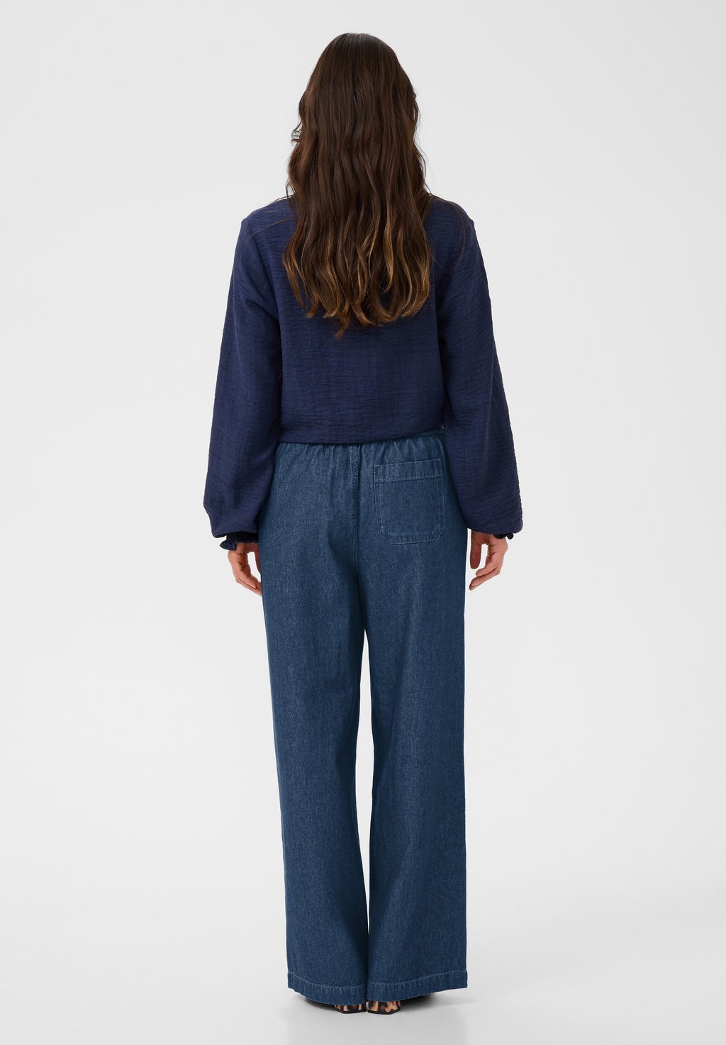 Wide-leg trousers - medium blue denim