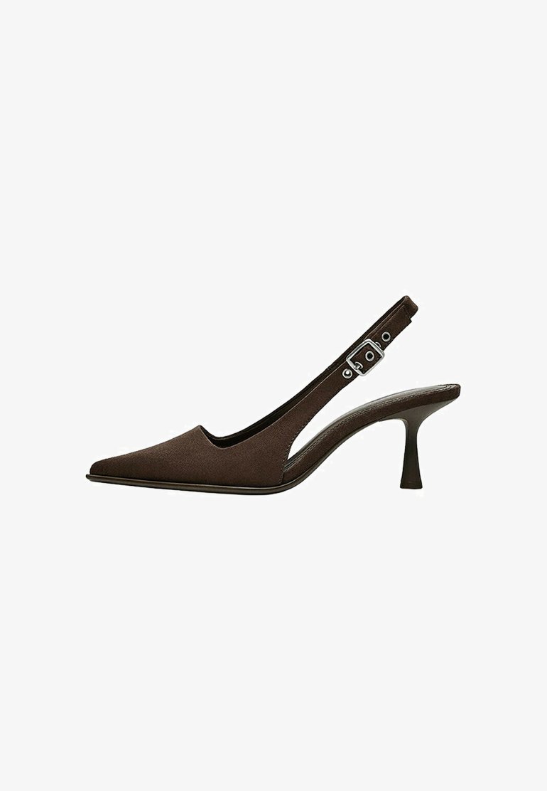 Spool-heel slingback court shoes - brown