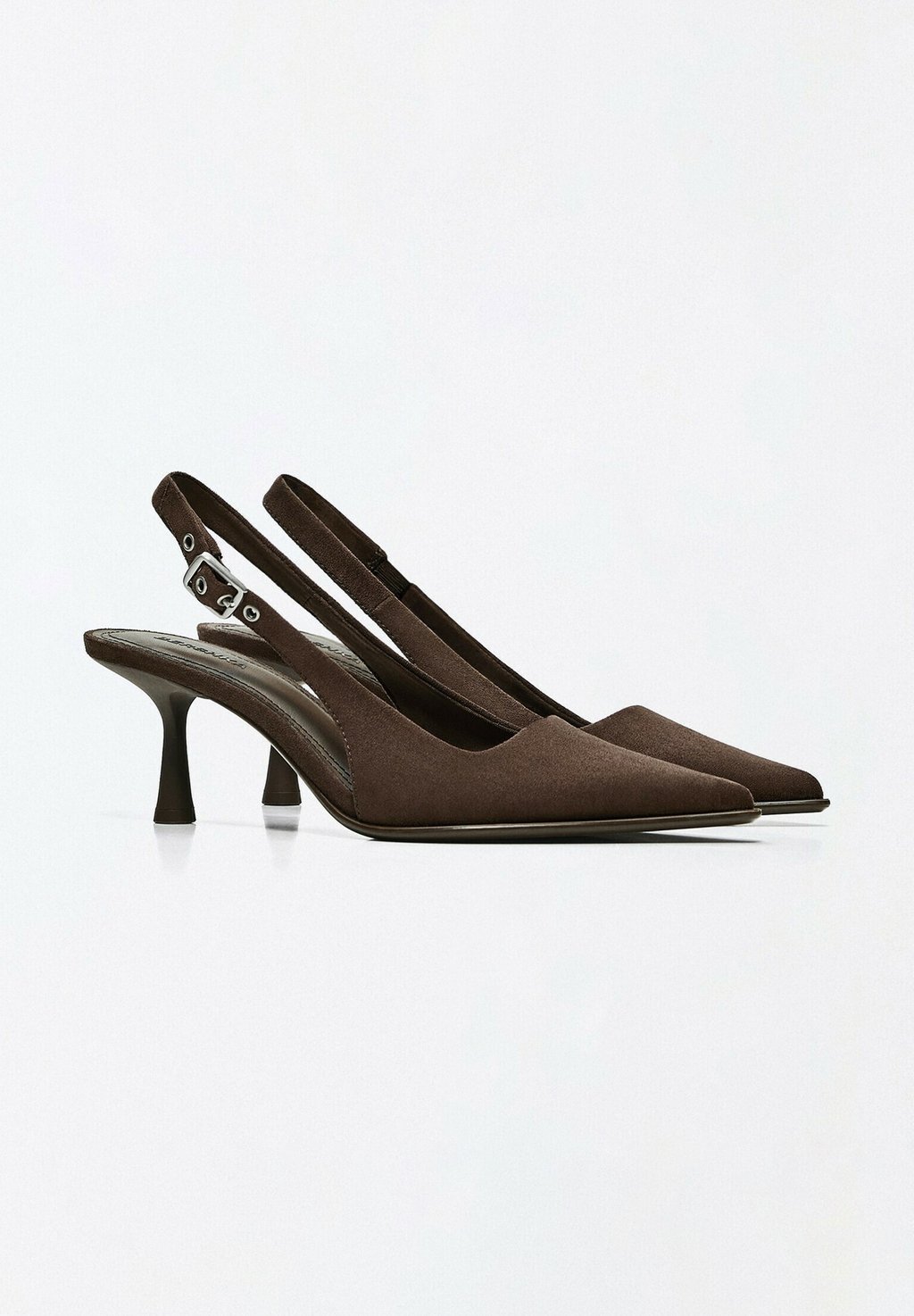 Spool-heel slingback court shoes - brown