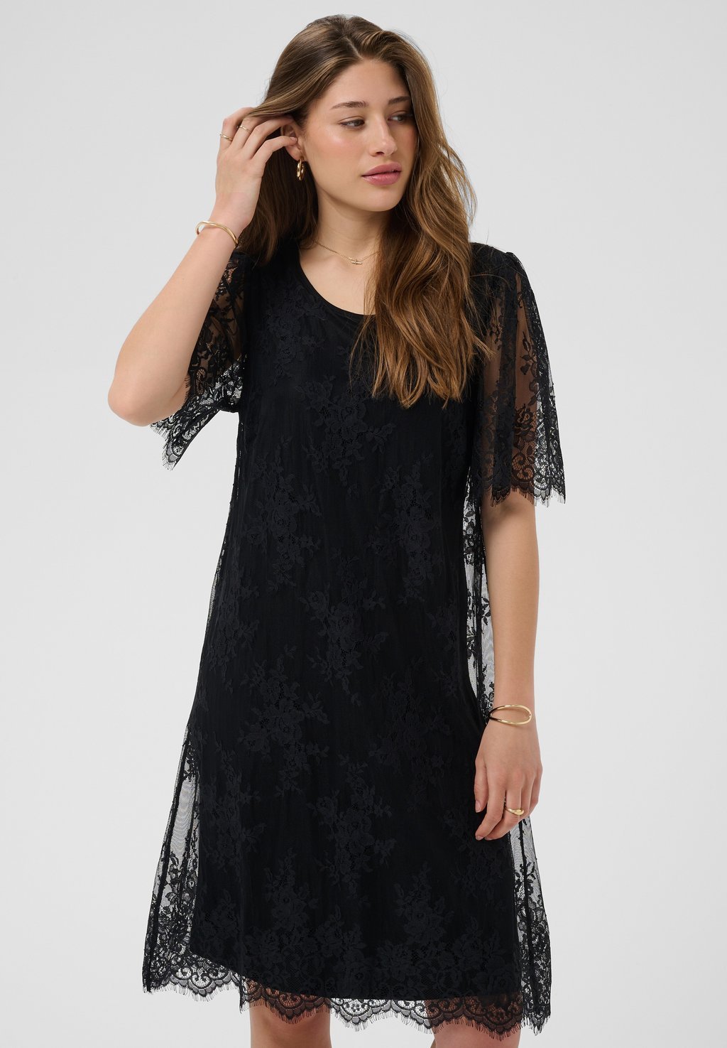 Short lace evening dress - pitch black