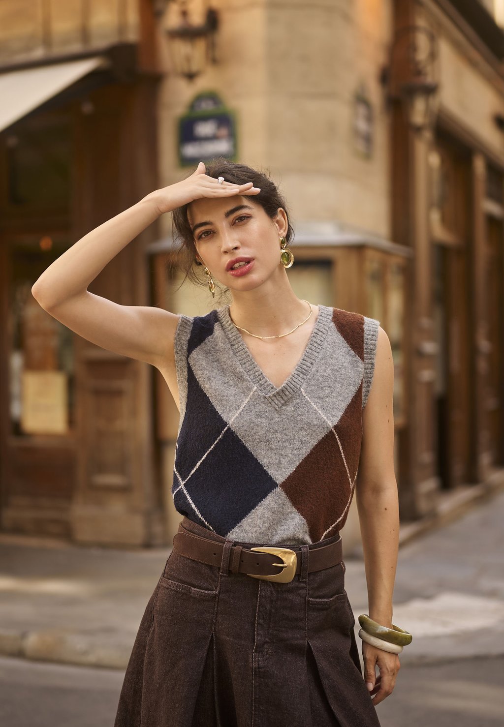 Knitted vest - grey melange