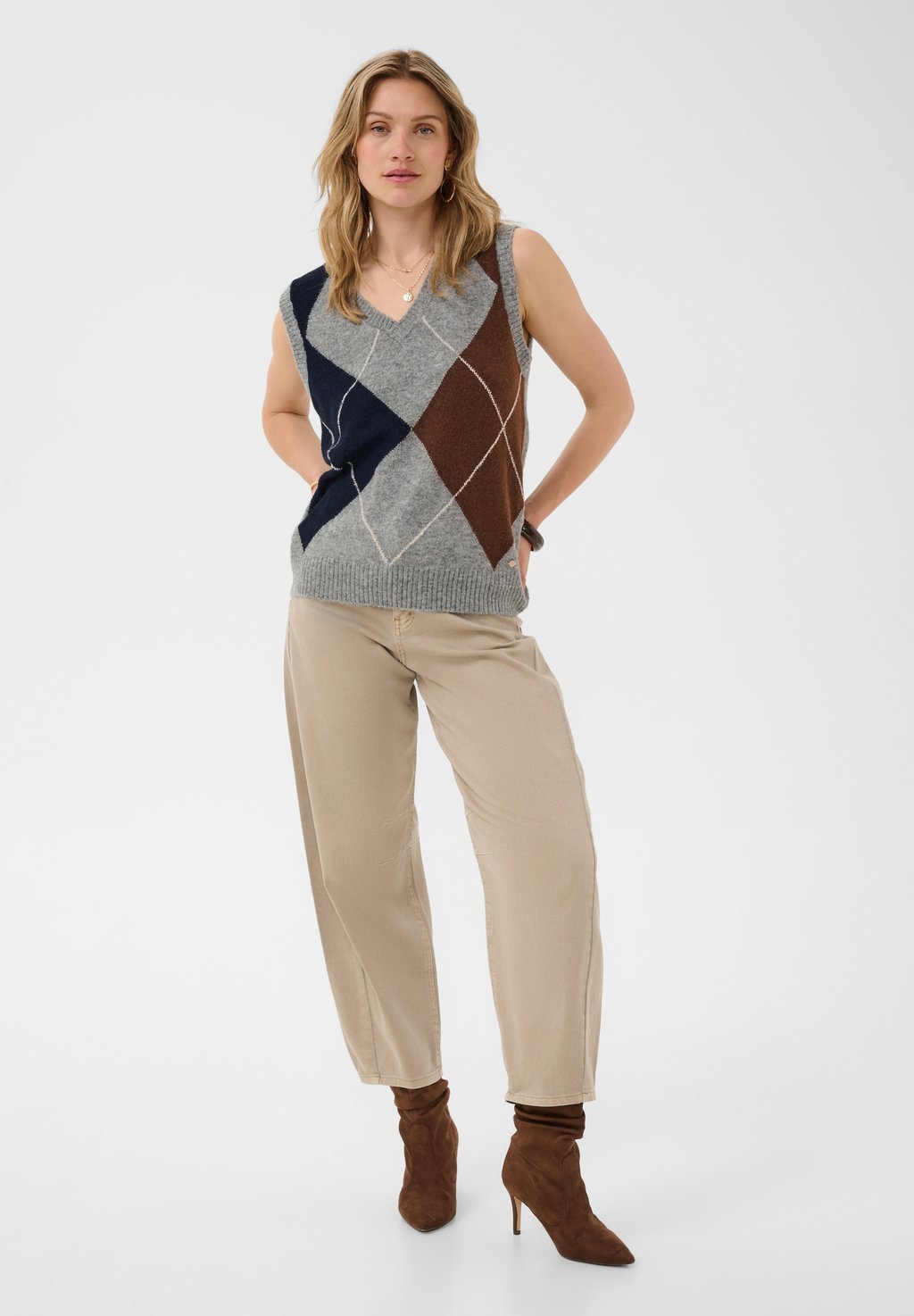 Knitted vest - grey melange