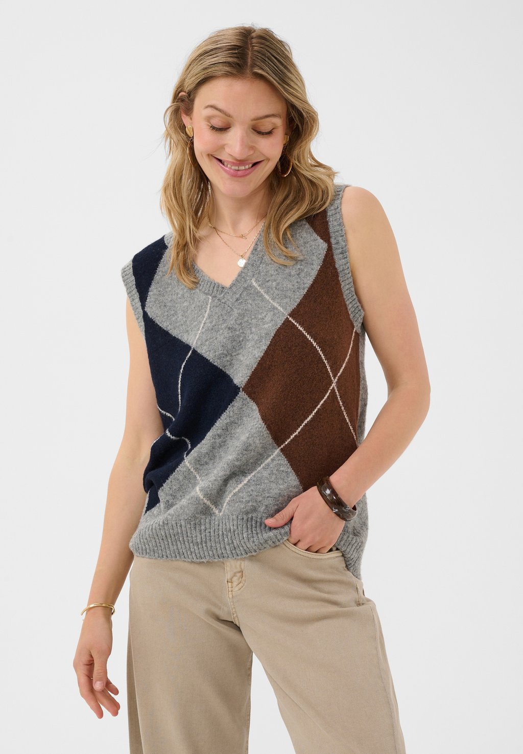 Knitted vest - grey melange