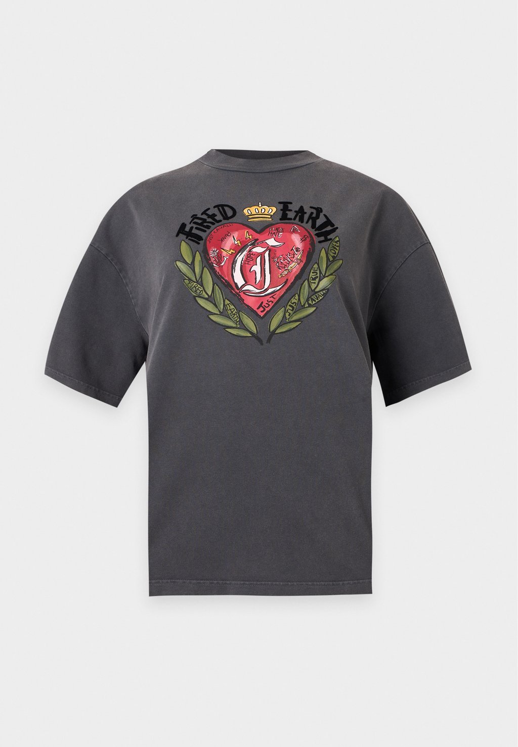 Heart print T-shirt - black